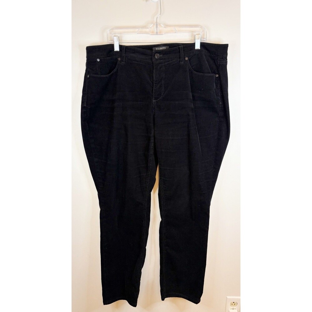 TALBOTS Flawless 5-Pocket Corduroy Pant Black Straight Leg High Rise 16W Capsule